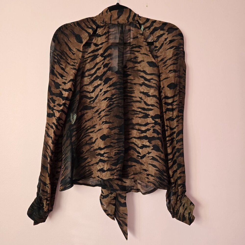 Diab'less Vintage Tiger Print Sheer Blouse size 2. Made in France